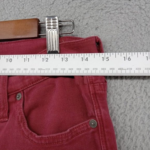 Madewell Jeans Womens 30 Red Maroon 9" High Riser Super Skinny Denim Barbiecore - Picture 4 of 9